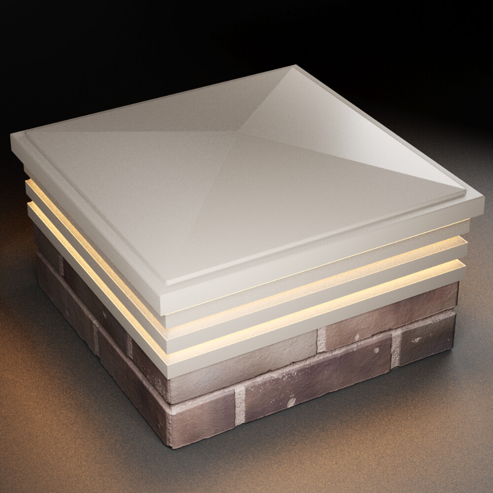 Колпак Бона Бежевый с посадкой 2х2 кирпича (513х513мм) с подсветкой фото 2