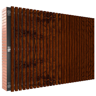 Декоративная рейка металлическая под дерево Темное Дерево 3D Printech Корея на фасаде в сборе