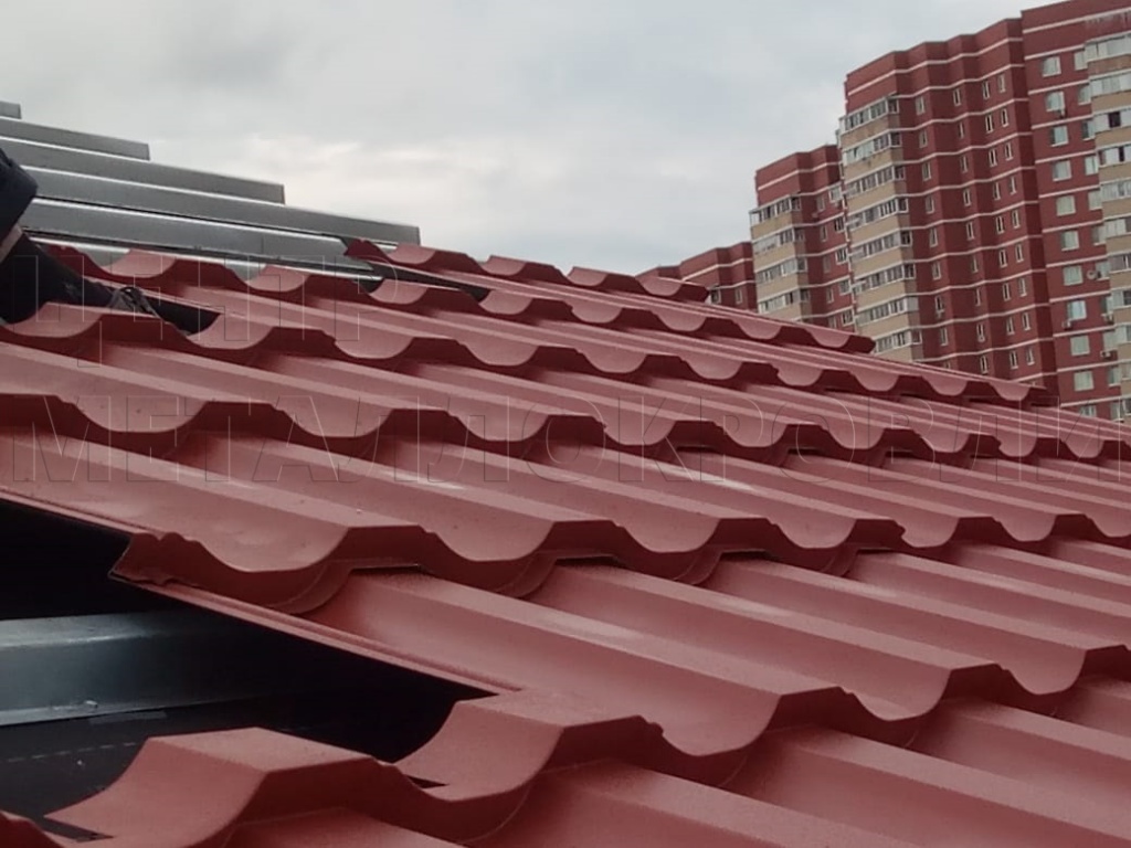 Металлочерепица Геркулес 8004 терракотовый Стальной Бархат от Центра Металлокровли в Казани