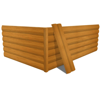 Фото сайдинга металлического (металлосайдинга) Блок-Хаус под бревно с покрытием Printech (Корея) дерево Тик для фасада дома