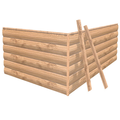 Фото сайдинга металлического (металлосайдинга) Бревно Рубленое 4Д под бревно Светлое Дерево покрытие Printech для фасада дома