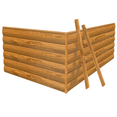 Фото сайдинга металлического (металлосайдинга) Бревно Рубленое 4Д под бревно Золотое Дерево покрытие Printech для фасада дома