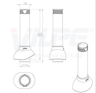741128 Вентиляционный выход канализационного стояка 110/500 (красный) чертеж