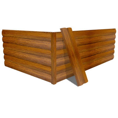 Фото сайдинга металлического (металлосайдинга) Блок-Хаус под бревно с покрытием Printech (Корея) дерево Орех для фасада дома