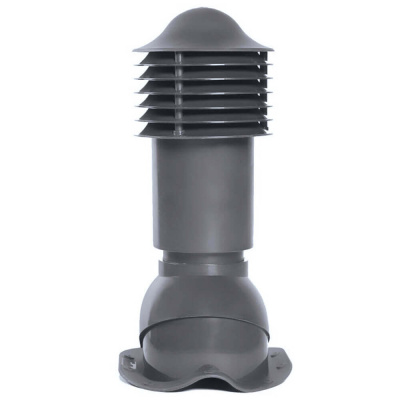 Труба вентиляционная VIOTTO d150мм h650мм для металлочерепицы RAL7024 серый графит утепленная вид спереди